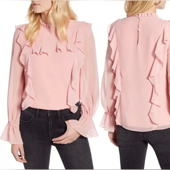 Rachel Parcell Tops - RACHEL PARCELL Pink  Blouse Ruffles size L